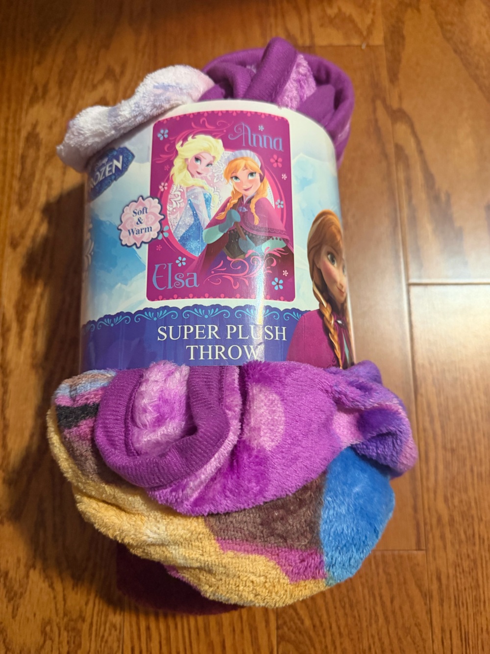 Disney Frozen Plush Throw Blanket - Purple with Blue and Gold Accents